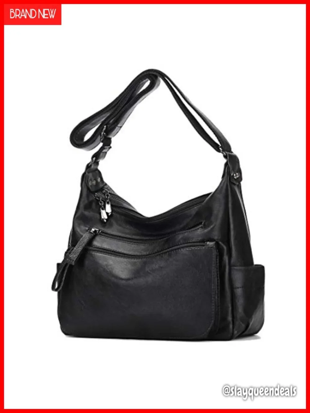 Women's PU Leather Hobo Shoulder Bag Multi-Pocket Crossbody Tote Purse